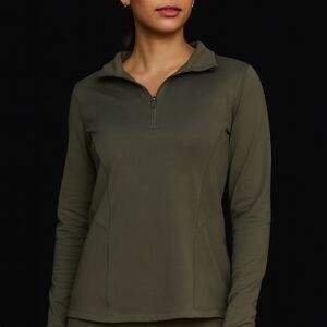 CALIA Women's Cold Dash 1/4 Zip Olive Green Lg